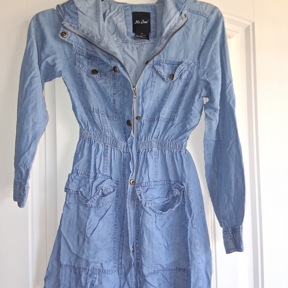 Me Jane Women's Sky Blue Hooded Denim Jacket - Picture 1 of 3